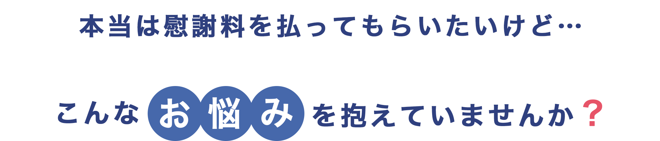 本当は慰謝料を払ってもらいたいけど…
                    こんなお悩みを抱えていませんか？